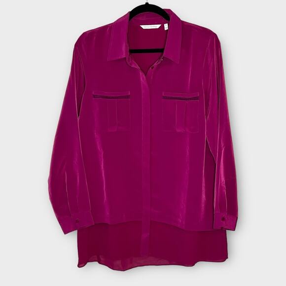 SOFT SURROUNDINGS maroon layered collared button down tunic size medium - Picture 1 of 4